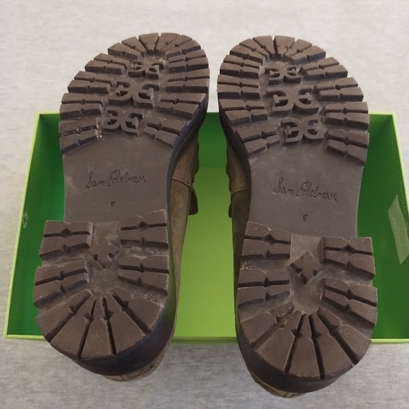 Sam Edelman Women's Taelor Chain Link Olive Suede Lug Sole Loafers Size 8M - Picture 9 of 16